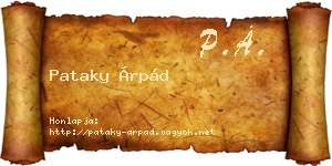 Pataky Árpád névjegykártya